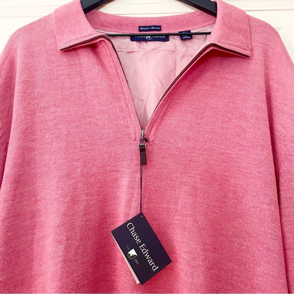 Chase Edward Italian Merino Wool Men’s Quarter Zip Sweater, NWT - Picture 2 of 8
